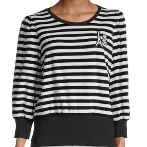 KARL LAGERFELD PARIS STRIPED VELVET TOP